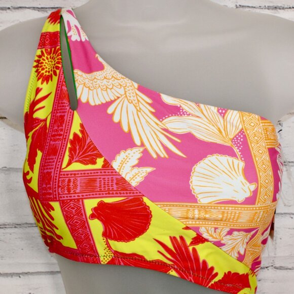 Bar III Womens One-Shoulder Cut-Out One Piece Size Medium Tropical Print NWT - Picture 3 of 7